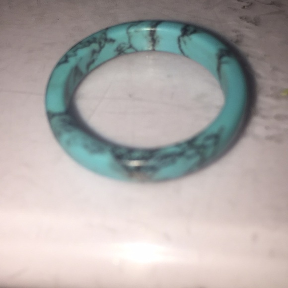 Turquoise  & Navy blue streak size 8 ring - Picture 2 of 5